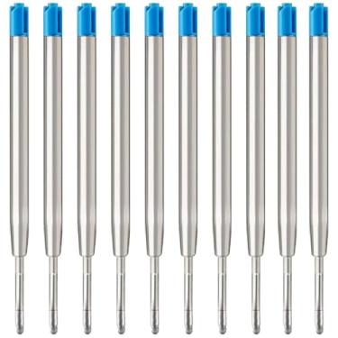 Imagem de MengRan Recargas de caneta esferográfica de 9 cm, ponta média de 1,0 mm, refil de caneta tática de metal, (tinta azul, pacote com 10)
