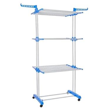 Imagem de Varal De Chão Roupa Calcinha Grade 3 Andares Dobrável Portátil，Adequado para varanda doméstica, interior, pode secar roupas, lençóis e outros tecidos