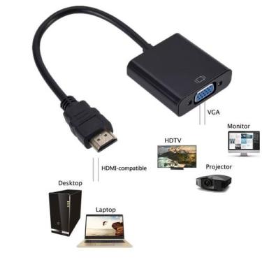 Imagem de Cabo Adaptador Conversor HDMI Para VGA Com Saída P2 Áudio - EXBOM