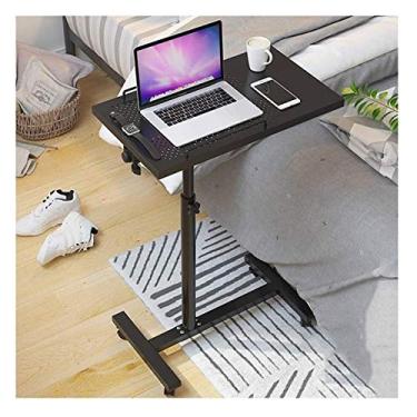Imagem de Mesa de computador portátil, mesa móvel para laptop, sofá, lateral, laptop, notebook, mesa, suporte de PC, altura ajustável, mesa sobrecama para sala de estar, quarto (cor: branco) (preto)