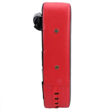 Imagem de LZKW Almofada de perfuração, almofada de alvo para pés de couro de poliuretano de alta densidade para boxe para treinamento (preto e vermelho)