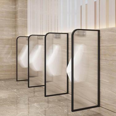Imagem de Divisória De Tela De Urinol Divisória De Vaso Sanitário, Divisória De Mictório à Prova D'água De Hotel/Banheiro Público, Painel De Vidro Temperado De Aço Inoxidáv, Black, 2Pcs