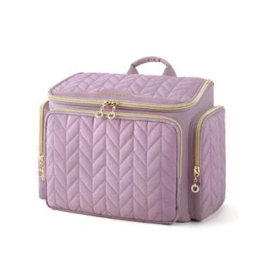 Imagem de Bolsa de higiene pessoal BAGSMART Travel Large, aberta com alça roxa