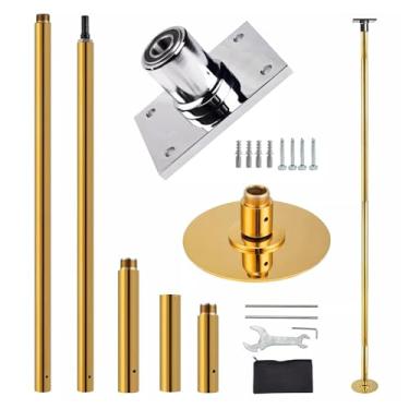 Imagem de CUTPOIY Mastro de dança permanente resistente montado no teto 2,24-4 m, kit de mastro de dança fitness sala de estar quarto, vara de decapagem de competição de 45 mm, 6 cores (ouro - 400 cm (13,1 pés