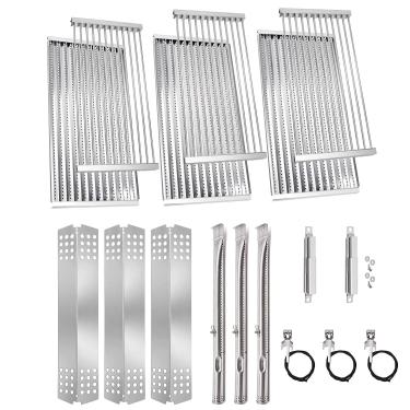 Imagem de Criditpid Peças de reposição para churrasqueira Charbroil 463241314, modelos 463241313, grelha de aço inoxidável, placas emissoras, placa de calor, tubos de queimador, tubos de transporte, kit de