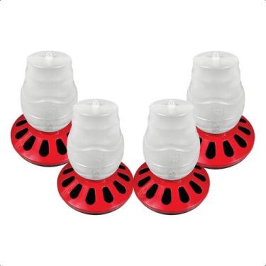 Imagem de Kit 4 Comedouro Frango Aves Alimentador 5L Rosca 12 Furos - AVIPET