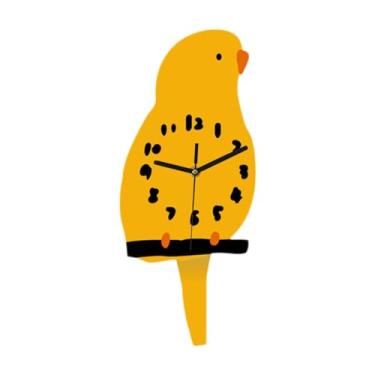 Imagem de Ioensy Relógio de parede de pássaro Relógio pendurado Relógio elegante Tail de cauda decorativa Relógio de quarto para a sala de aula da sala de aula quarto, Amarelo