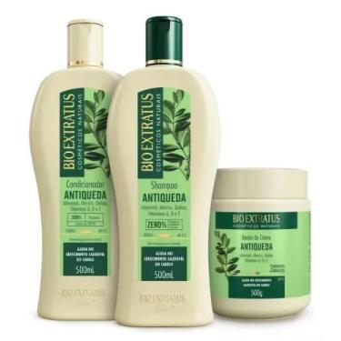 Imagem de Kit Shampoo 500ml +Condicionador 500ml +Máscara 500ml Antiqueda Bioext