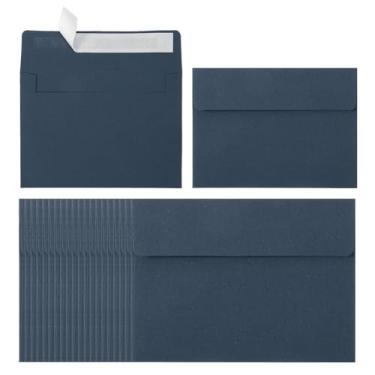 Imagem de PATIKIL Pacote com 60 envelopes A2, envelopes autoselados em azul marinho para cartões postais de casamento, fotos, anúncio, correspondência, tamanho 10 x 14 cm