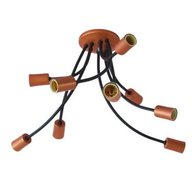 Imagem de Plafon Soprepor Aranha Para 9 Lâmpadas 0165/9.003 Emalustres Preto/Cobre