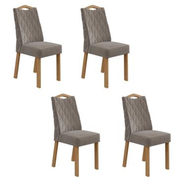 Imagem de Conjunto 4 Cadeiras Vênus Móveis Lopas Amêndoa Clean/Suede Animale Bege