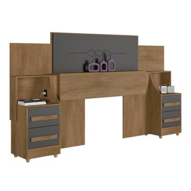Imagem de Cabeceira para Cama Box Luca Casal Queen King MDF Grafite RV Móveis