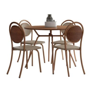 Imagem de Conjunto Sala De Jantar 4 Cadeiras Nolita Carraro Fre/ros/are