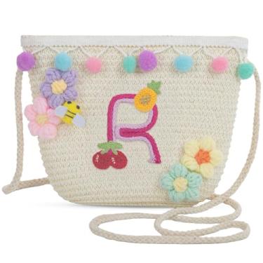 Imagem de Sacola feminina pequena de palha de palha para praia de verão 2025, bolsa de praia de palha de tecido para mulheres 2025 (R, branca), Branco