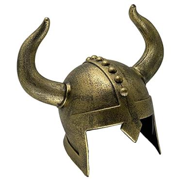 Imagem de LOOYAR Adult Middle Ages Medieval Viking Age Horned Viking Helmet Berserker Soldier Warrior Costume Hat for Battle Play Halloween Cosplay Bronze