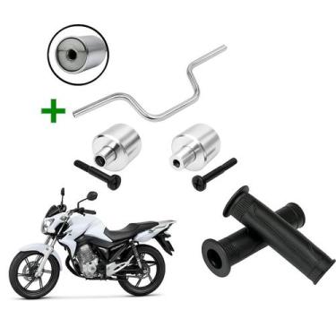Imagem de Kit Guidão Cargo Moto 160 2016/2022 Com Peso Da Pcx Manopla Riscadinha