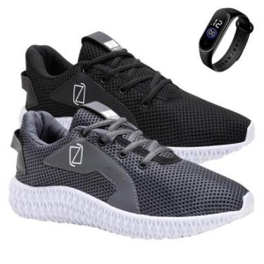 Imagem de Kit 2 Tênis Masculino Academia Corrida Caminhada Super Leve + Relógio-Masculino