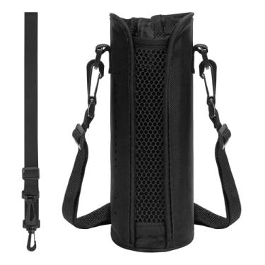Imagem de Linkidea Suporte Fino Para Garrafa De Água Com Alça, Compatível Hydro Flask, Boca Padrão 18/21/24 Oz, Base Rígida, Bolsa Tipo Tiracolo, Alça Ombro, Preto