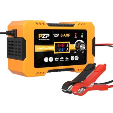 Imagem de PZ.P Carregador Automático De Bateria Carro 12 V, 0 A 6 Inteligente, Ajustável Arbitrariamente, Dessulfatante Com Reparo, Modo Inverno, Adequado Para Cortador Grama Ciclo Profundo Agm Gel