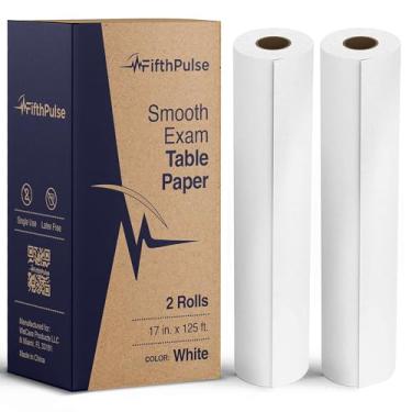 Imagem de FifthPulse Papel Para Mesa De Exame Médico 17" X 125 Pés - 2 Rolos Descartável Branco Consultórios Médicos, Quiropráticos E Muito Mais. Lençol Cama Sem Látex.
