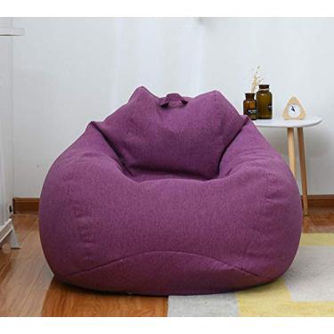 Imagem de QIROG Sofabezug Big Small Lazy Bean Bag Capa de sofá sem enchimento de tecido de linho espreguiçadeira assento saco de assento puff sofá enchimento-04_80 x 90 cm