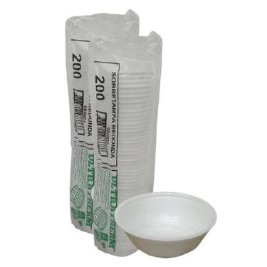 Imagem de 100Un Cumbuca Isopor 200Ml Prato Fundo Pote Açaí Caldo Sopa - Ultra Co