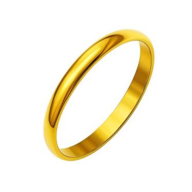 Imagem de Aliança Compromisso Banhado Ouro 18k 2mm Tradicional Anatomica Casamen