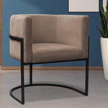 Imagem de Poltrona Reforçada Decorativa Sala Carla Base Ferro Preta Suede - DECO