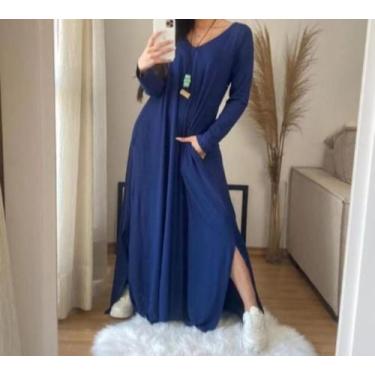 Imagem de Vestido manga longa - KAREN CONFECÇÕES , Azul marinho, M
