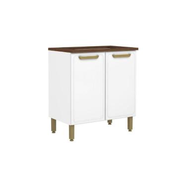 Imagem de Balcão de Cozinha Modulado p/ Cooktop c/ Tampo Bella c/ 2 Portas 80cm Branco - Bertolini