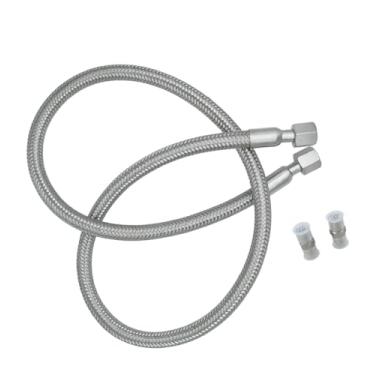 Imagem de Mangueira jumper compressor de grau industrial de 9,5 cm, NPT de 0,9 cm, comprimento de 101,6 cm, 450 PSI, ambos os lados giram livremente, mangueira de metal de aço inoxidável flexível para todo o