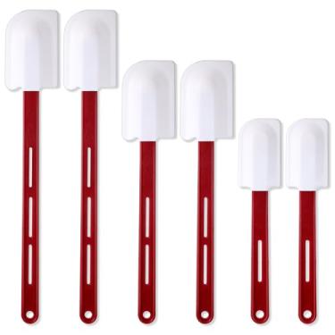 Imagem de Norme 6 espátulas de silicone de alta temperatura, espátulas de borracha resistente ao calor, raspador comercial de silicone com alça para cozinha, utensílio de mistura, pode ser lavado na lava-louças