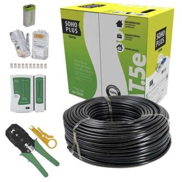 Imagem de Kit Cabo Rede 50m Cat5e Furukawa Alicate Testador 9v 20rj45