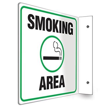 Imagem de ACCUFORM Placa de projeção 90D SIGNS PSP495, legenda "Smoking Area" com gráfico, painel de 20 x 20 cm, plástico de alto impacto de 0,25 cm de espessura, orifícios de montagem pré-perfurados,