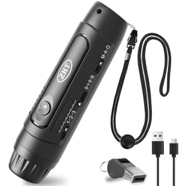 Imagem de ZHT Apito eletrônico com carregamento USB - 3 tons e apitos altos de 3 volumes para treinadores, árbitros, professores - apito de mão de emergência com cordão para esportes ao ar livre, acampamento