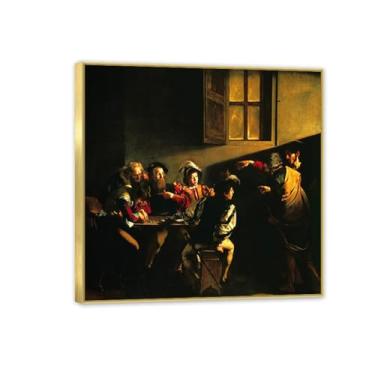 Imagem de The Calling of St Matthew por Caravagio Impressão em tela arte de parede famosa reprodução de pintura barroca impressão de pintura perfeita para decoração de casa ou escritório 30x30 cm (30.5x30.5 cm)