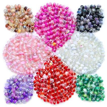 Imagem de Exway Contas espaçadoras europeias de grandes orifícios, 200 peças de varinhas de fadas com furo grande para decoração de estacas, contas de murano, contas de cristal para bricolage, pulseira, colar