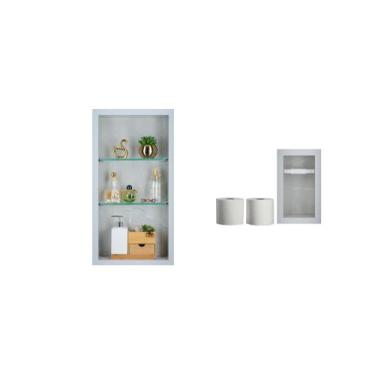 Imagem de Nicho Em Porcelanato Com Prateleira De Vidro Para Banheiro E Porta Pap