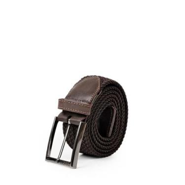 Imagem de Cinto Masculino Ferracini FC675C Flex Couro Elástico Trançado Marrom, 
