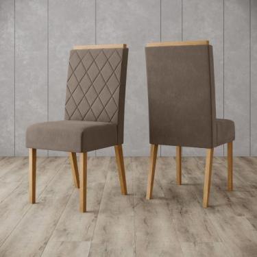 Imagem de Kit 2 Cadeiras Nina Pés de Madeira Henn, Marrom Amêndoa