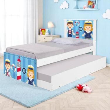 Imagem de Bicama Juvenil com Cabeceira Adesivada Marinheiros - Kids Mobili