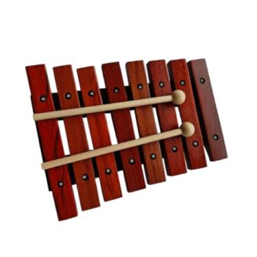 Imagem de YIJU Xilofone de madeira com 8 notas, instrumento de percussão clássico, brinquedo de piano com batidas manuais para crianças iniciantes, Vermelho