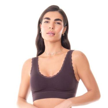 Imagem de Sutiã Top com Renda e Bojo Removível sem Costura Açaí Zee Rucci, GG