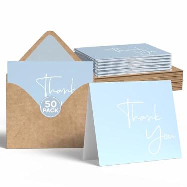 Imagem de VNS Creations Pacote com 20 cartões de agradecimento com envelopes e adesivos – Classy 3,5 x 5 cartões de agradecimento em branco conjunto de caixa a granel – Grandes notas de agradecimento para