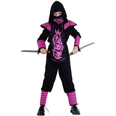 Imagem de PGOND macacão infantil de ninja rosa para meninas (7-9 anos)