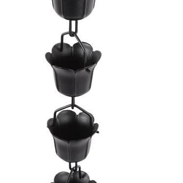 Imagem de Diydeg Corrente de chuva para calhas, corrente de substituição para coletor de chuva decorativo de alumínio com revestimento em pó preto, coletor e desviador de água da chuva (B)