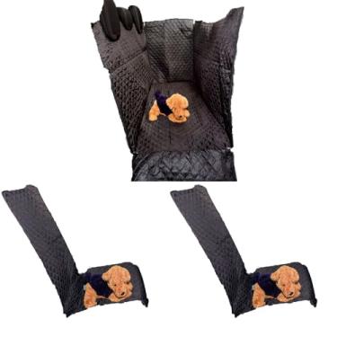 Imagem de Capa Protetora para Banco de Carro, Impermeável Universal, Dianteiro e Traseiro, Unidade e Kits de 2 e 3 Peças, Microfibra Matelada (Preto, Kit 3 Pçs Dianteiro e Traseiro Plus)