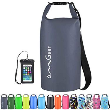 Imagem de Mochila impermeável impermeável impermeável impermeável para celular 40L/30L/20L/10L/5L saco seco flutuante para caiaque barco vela canoagem rafting caminhadas acampamento atividades ao ar livre, Cinza, 10L