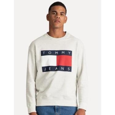 Imagem de Moletom Tommy Jeans Masculino Relaxed Crewneck Melange Flag Areia-Masculino