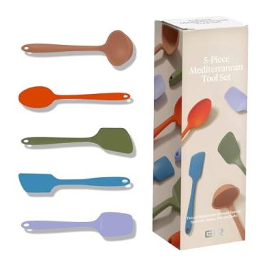 Imagem de GIR: Get It Right Conjunto de 5 peças de utensílios de cozinha de silicone definitivo - concha, espátula, virar, colher e colher - Utensílios de cozinha não tóxicos para panelas antiaderentes